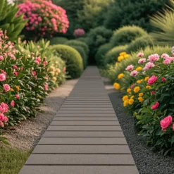 Rollweg aus HDPE I 242 cm I Breite 43 cm I Wetterfest I ausrollbarer Gartenweg für Hochzeit Garten Grau