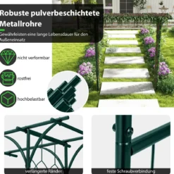 Rosenbogen Metall Gartenbogen für Kletterpflanzen Torbogen Garten 205 x 52 x 205 cm Grün