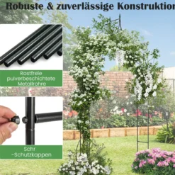 Rosenbogen Metall Gartenbogen im gotischen Stil Torbogen Rosengitter Rankgitter 125 x 39 x 287 cm