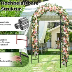 Rosenbogen Metall Gartenbogen für Kletterpflanzen Rankbogen für Hinterhof Hochzeit Party 143 x 40 x 234 cm