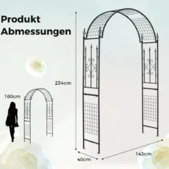 Rosenbogen Metall Gartenbogen für Kletterpflanzen Rankbogen für Hinterhof Hochzeit Party 143 x 40 x 234 cm