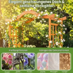 Rosenbogen mit 2 Pflanzkasten Blumenbogen aus Tannenholz Gartenbogen mit Rankgitter 183x18x210 cm