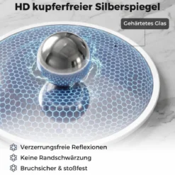 Runder Spiegel mit 3 Lichtfarben & Stufenlose Dimmung & Anti-Beschlag Wandspiegel Ø60 cm