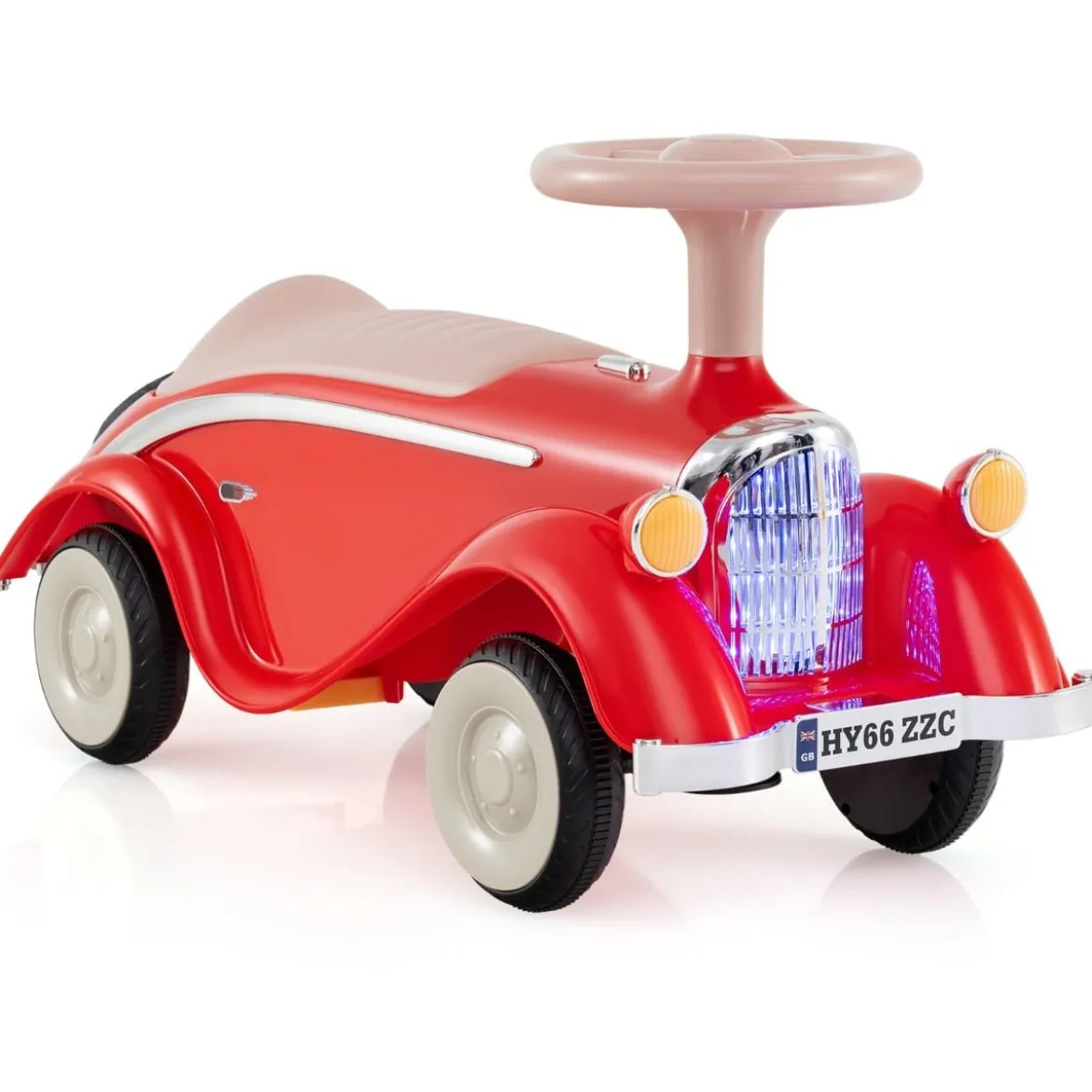 Rutschauto klassisches Fuß-zu-Boden Rutschfahrzeug mit Lenkrad Hupe LED-Scheinwerfer Blau/Dunkelblau/Rot