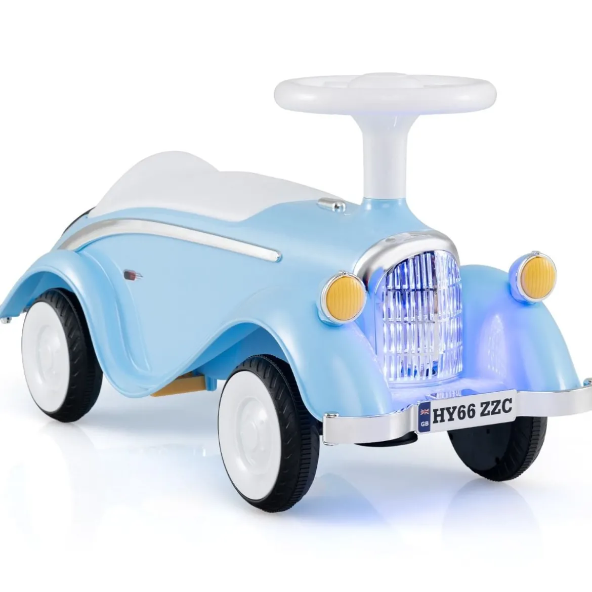 Rutschauto klassisches Fuß-zu-Boden Rutschfahrzeug mit Lenkrad Hupe LED-Scheinwerfer Blau/Dunkelblau/Rot