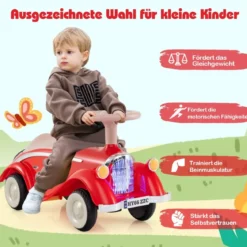 Rutschauto klassisches Fuß-zu-Boden Rutschfahrzeug mit Lenkrad Hupe LED-Scheinwerfer Blau/Dunkelblau/Rot