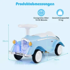 Rutschauto klassisches Fuß-zu-Boden Rutschfahrzeug mit Lenkrad Hupe LED-Scheinwerfer Blau/Dunkelblau/Rot