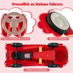 Rutschauto klassisches Fuß-zu-Boden Rutschfahrzeug mit Lenkrad Hupe LED-Scheinwerfer Blau/Dunkelblau/Rot
