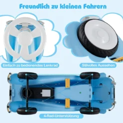 Rutschauto klassisches Fuß-zu-Boden Rutschfahrzeug mit Lenkrad Hupe LED-Scheinwerfer Blau/Dunkelblau/Rot
