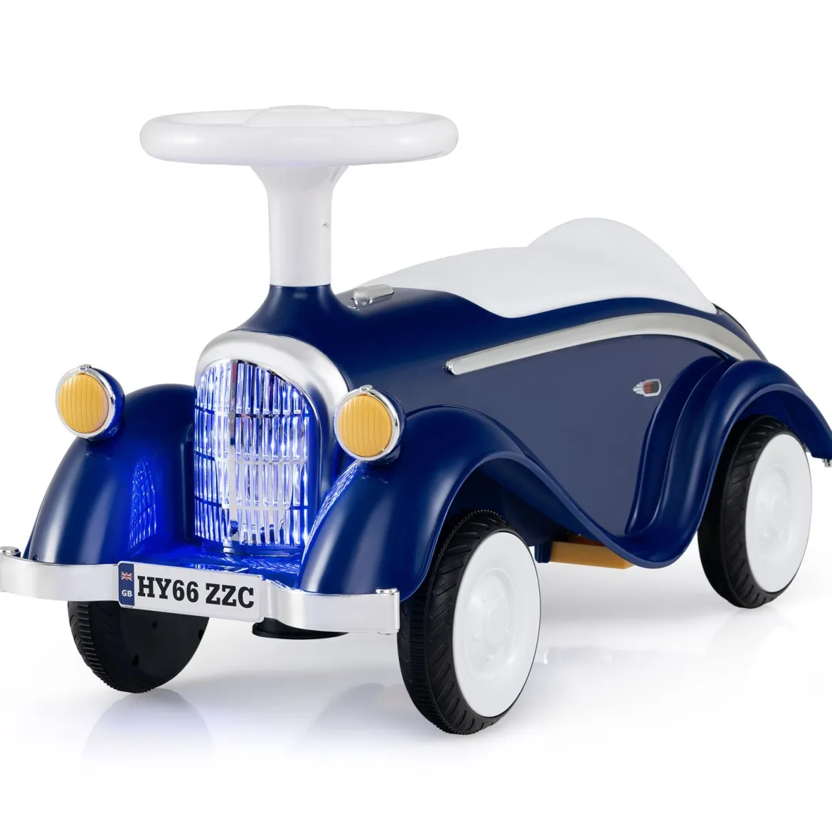 Rutschauto klassisches Fuß-zu-Boden Rutschfahrzeug mit Lenkrad Hupe LED-Scheinwerfer Blau/Dunkelblau/Rot