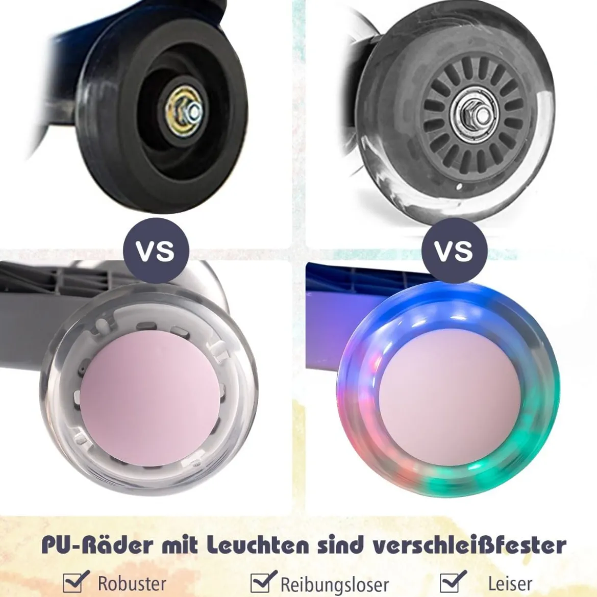 Rutschauto mit leichtgängigen Rädern Rutschrad mit 360°verstellbarem Lenker Laufrad bis 50kg belastbar Rosa