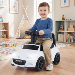 Rutschauto mit Licht & Kippschutz & Stauraum unter dem Sitz Rutschfahrzeug Kinderfahrzeug Weiß