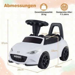 Rutschauto mit Licht & Kippschutz & Stauraum unter dem Sitz Rutschfahrzeug Kinderfahrzeug Weiß