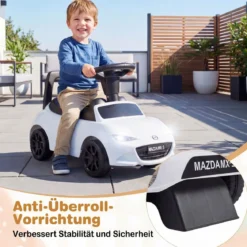 Rutschauto mit Licht & Kippschutz & Stauraum unter dem Sitz Rutschfahrzeug Kinderfahrzeug Weiß