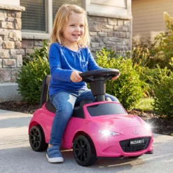 Rutschauto mit Licht & Kippschutz & Stauraum unter dem Sitz Rutschfahrzeug Kinderfahrzeug Rosa