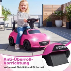 Rutschauto mit Licht & Kippschutz & Stauraum unter dem Sitz Rutschfahrzeug Kinderfahrzeug Rosa