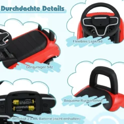 Rutschauto mit Stauraum Rutschfahrzeug Rutscher Kinderauto Schiebauto Spielzeugauto Rot