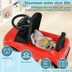 Rutschauto mit Stauraum Rutschfahrzeug Rutscher Kinderauto Schiebauto Spielzeugauto Rot