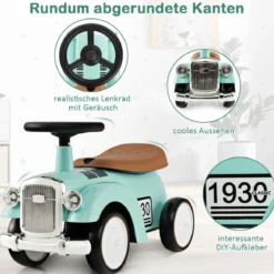 Rutschauto Rutscherfahrzeug mit Stauraum & Kippschutz Kinderfahrzeug mit Lenkrad 58 x 27 x 34 cm Grün