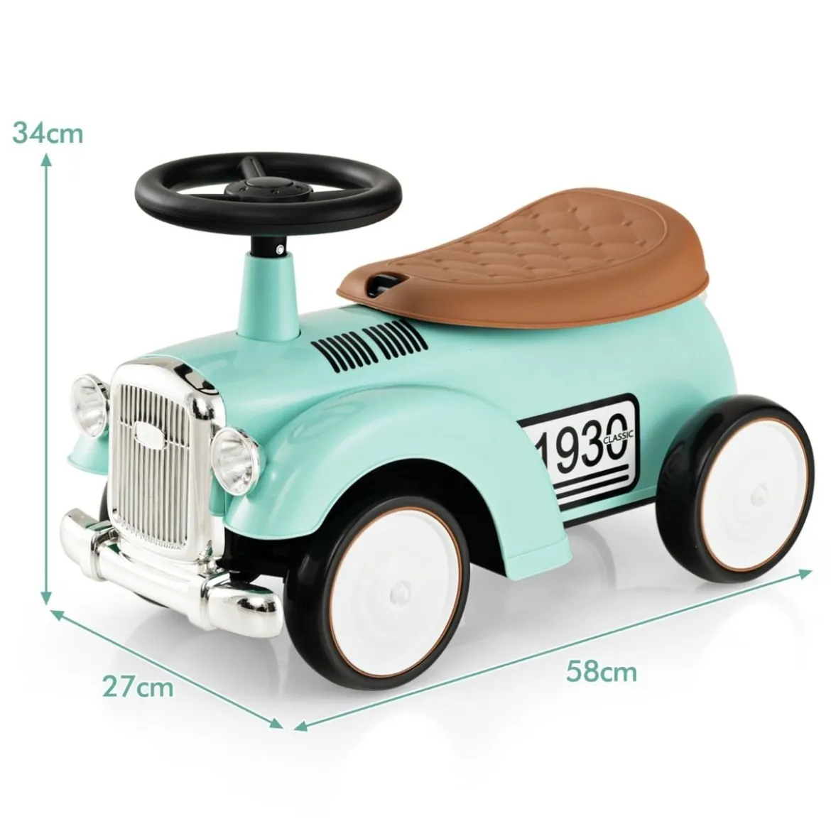 Rutschauto Rutscherfahrzeug mit Stauraum & Kippschutz Kinderfahrzeug mit Lenkrad 58 x 27 x 34 cm Grün