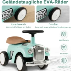 Rutschauto Rutscherfahrzeug mit Stauraum & Kippschutz Kinderfahrzeug mit Lenkrad 58 x 27 x 34 cm Grün