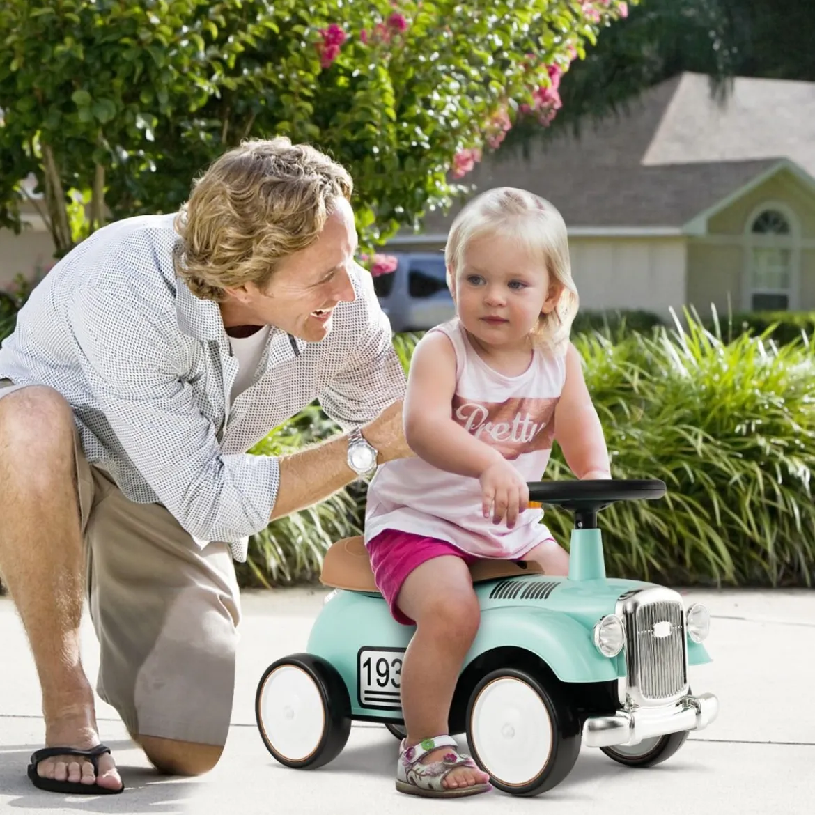 Rutschauto Rutscherfahrzeug mit Stauraum & Kippschutz Kinderfahrzeug mit Lenkrad 58 x 27 x 34 cm Grün