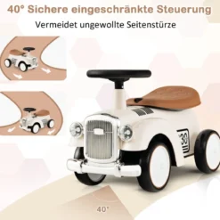 Rutschauto Rutscherfahrzeug mit Stauraum & Kippschutz Kinderfahrzeug mit Lenkrad 58 x 27 x 34 cm Weiß