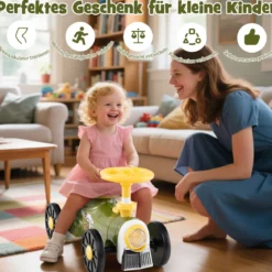 Rutschauto Rutschfahrzeug mit Lenkrad & Zugpfeifton-Taste & Stauraum unter Sitz Rutscher Kinderauto 61 x 30 x 38 cm Grün