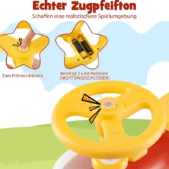 Rutschauto Rutschfahrzeug mit Lenkrad & Zugpfeifton-Taste & Stauraum unter Sitz Rutscher Kinderauto 61 x 30 x 38 cm Rot