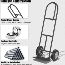 Sackkarre mit P-Griff Staplerkarre mit hoher Rückenlehne 51 x 48 x 132 cm Schwarz