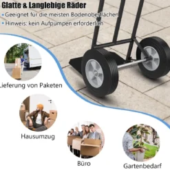 Sackkarre mit P-Griff Staplerkarre mit hoher Rückenlehne 51 x 48 x 132 cm Schwarz