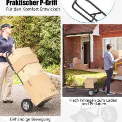 Sackkarre mit P-Griff Staplerkarre mit hoher Rückenlehne 51 x 48 x 132 cm Schwarz