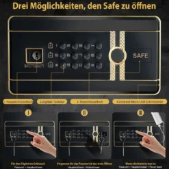 Safe Tresor 42,5 L Schranktresor Stahl-Heimsafe mit Digitaler Tastatur und Schlüsselschloss