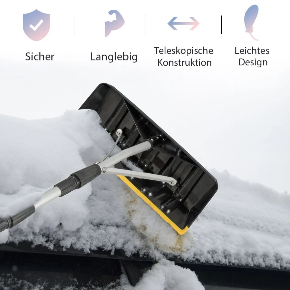 Safstar Aluminium-Schneedachrechen 6,4 m Langer Dachrechen mit 39 cm übergroßer Klinge