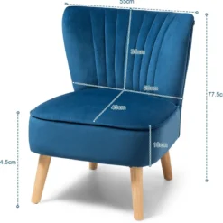 Samt-Akzentstuhl elegantes Design elegantes Design 55 x 70 x 77,5 cm Blau