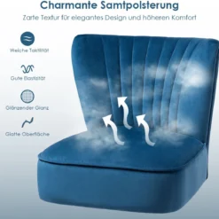 Samt-Akzentstuhl elegantes Design elegantes Design 55 x 70 x 77,5 cm Blau