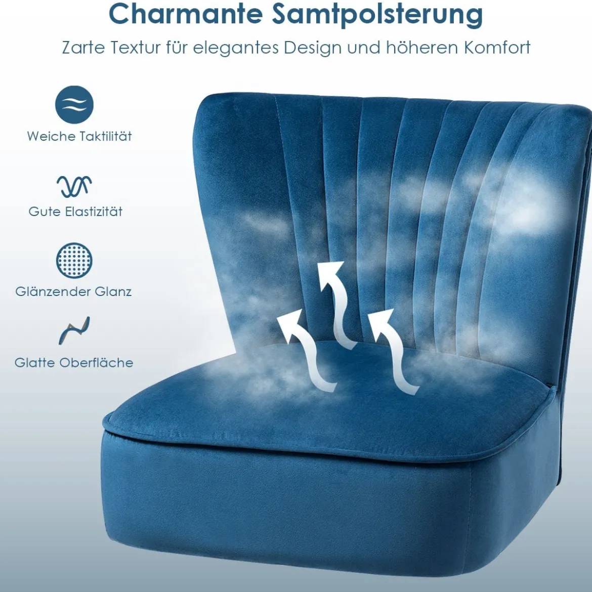 Samt-Akzentstuhl elegantes Design elegantes Design 55 x 70 x 77,5 cm Blau