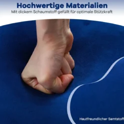 Samt-Vanity-Stuhl mit Lehne gepolsterter Vanity-Hocker mit tief getufteter Rückenlehne und massiven Holzbeinen Blau