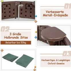 Sandkaste 120 cm Großer Runder Sandkasten 120 x 120 x 21 cm Braun