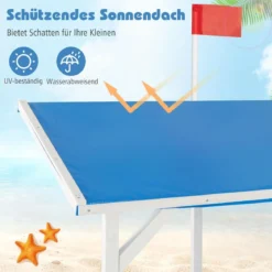 Sandkasten mit Dach Holz Piratenschiff Sandkasten mit Flaggenmast & Steuerrad & Sitzbank