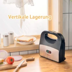 Sandwichmaker 750 W vielseitiger Indoor-Grill mit kühlbleibendem Griff rutschfesten Füßen Paninimaker