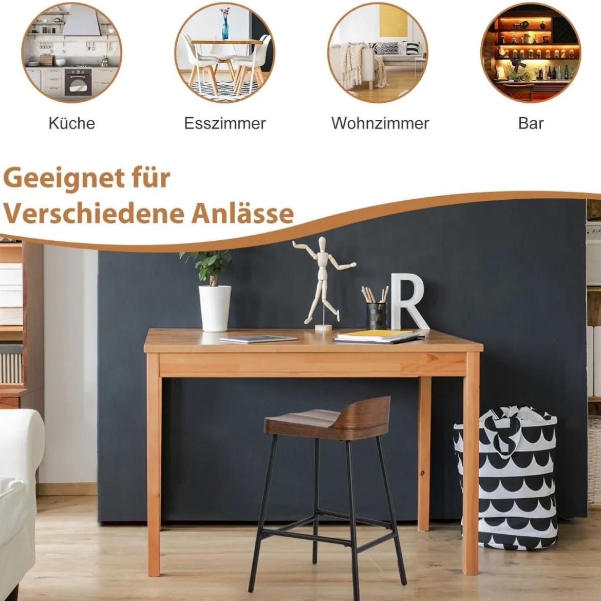 Sattelsitz Pub-Hocker mit Rückenlehne für Zuhause 62 cm Höhe Braun
