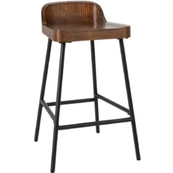Sattelsitz Pub-Hocker mit Rückenlehne für Zuhause 62 cm Höhe Braun