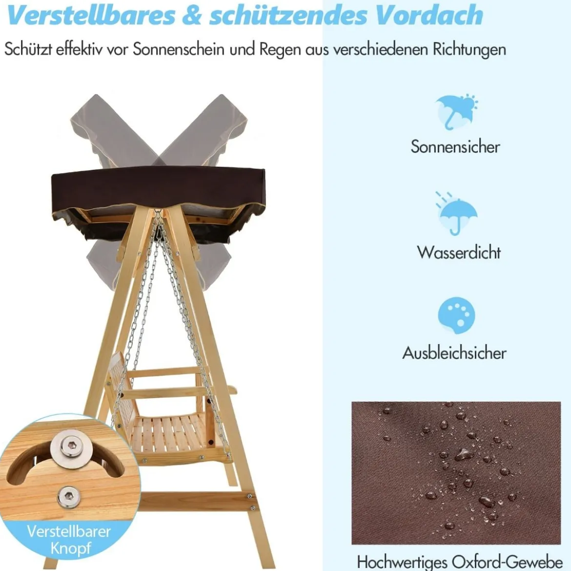 Schaukelbank aus Tannenholz 2-Personen-Schaukel