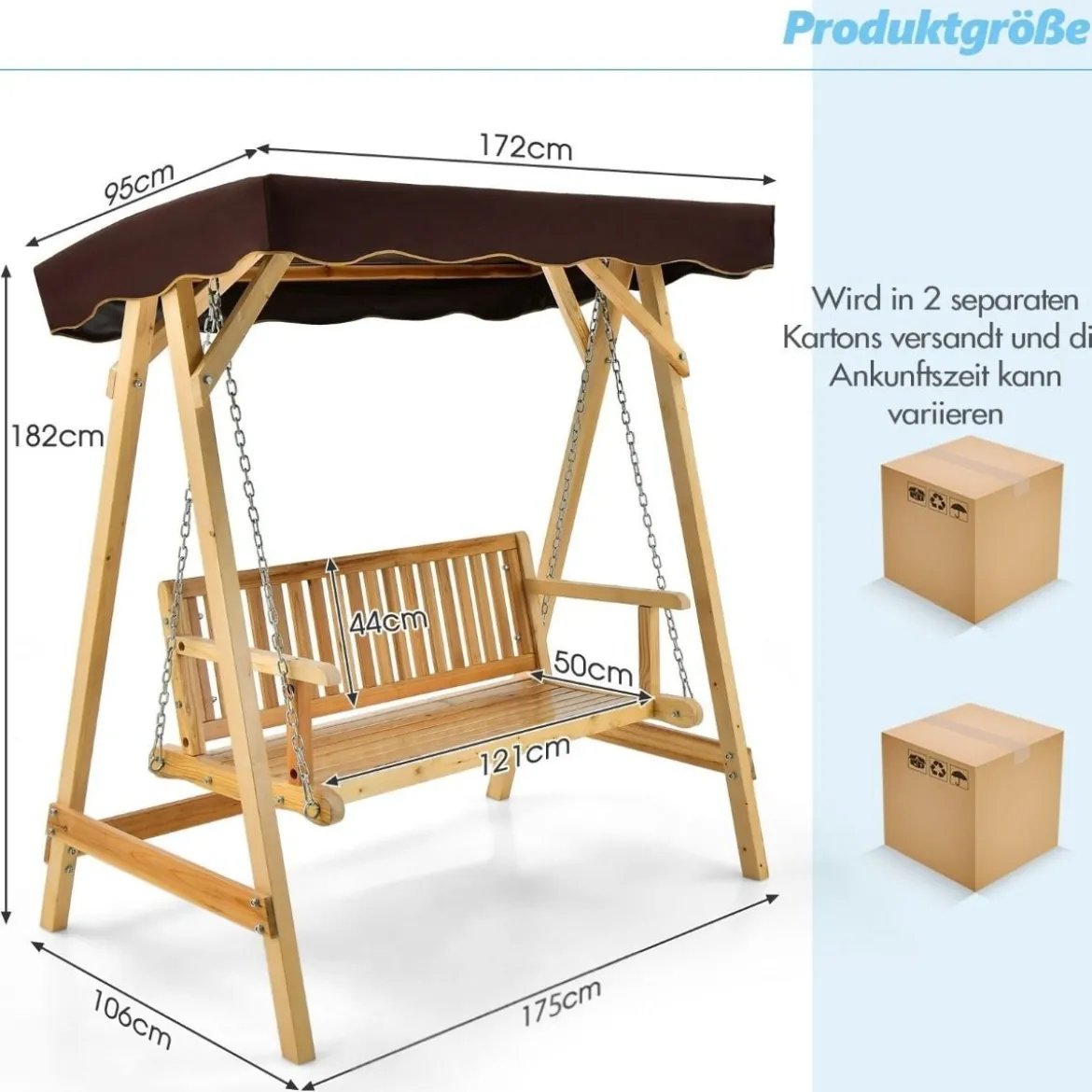 Schaukelbank aus Tannenholz 2-Personen-Schaukel
