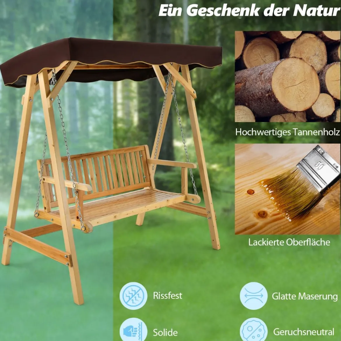 Schaukelbank aus Tannenholz 2-Personen-Schaukel