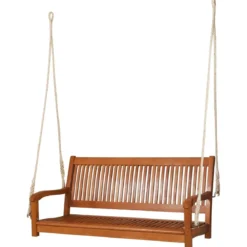 Schaukelbank Eukalyptusschaukel mit 2 robusten Seilen 126 x 62 x 60 cm Natürlich