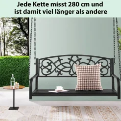 Schaukelbank 220 kg Belastbare 2-Personen-Hängeschaukel Schwarz