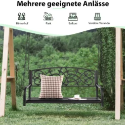 Schaukelbank 220 kg Belastbare 2-Personen-Hängeschaukel Schwarz