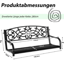 Schaukelbank 220 kg Belastbare 2-Personen-Hängeschaukel Schwarz